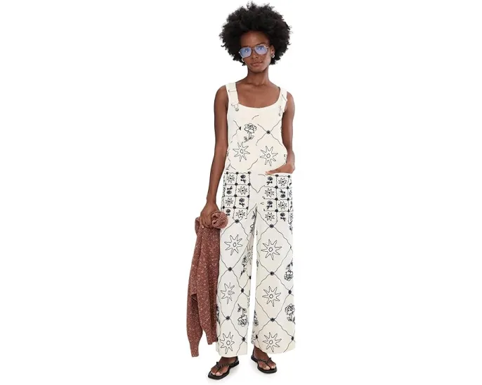 Free People Комбинезон Rising Sun с уникальной вышивкой на жестком дениме