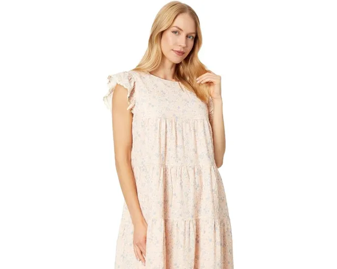 Платье миди English Factory с ярусной отделкой и кружевом в стиле ажур