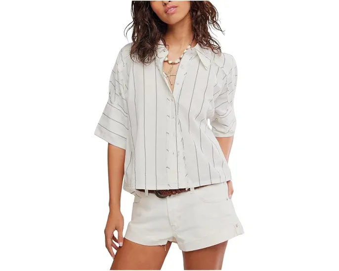 Рубашка Seaside Cotton Stripe от We The Free Free People Бежевый