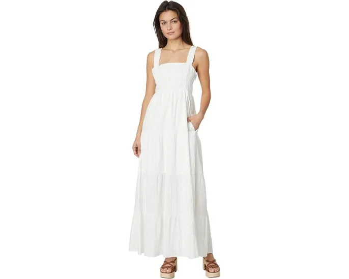 Платье Paige Ginseng с квадратным вырезом и ярусной юбкой из хлопка