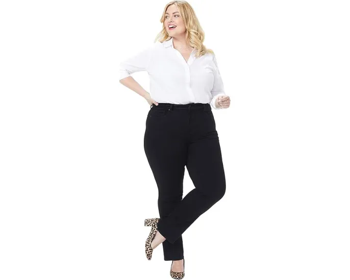 Джинсы NYDJ Plus Size Marilyn Straight с технологией Lift Tuck для уверенного образа в черном цвете