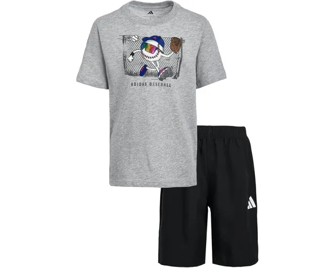 Детский костюм футболка и шорты Adidas Graphic Heather Tee