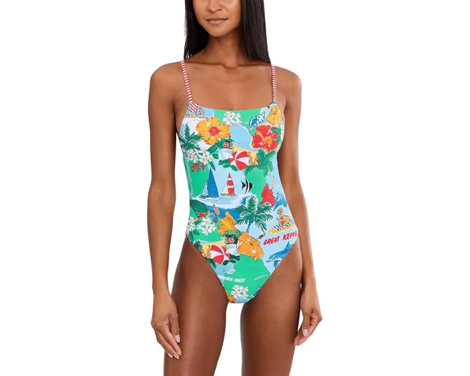 Купальник цельный Seafolly Viva Vacation с квадратным вырезом и регулируемыми бретелями