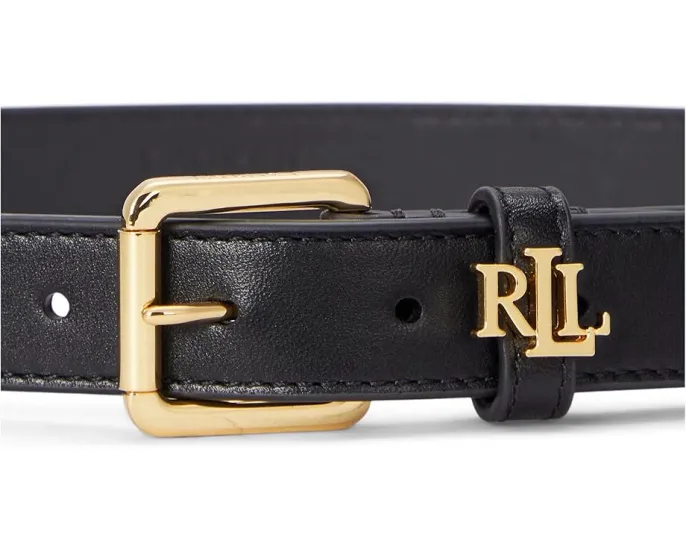 Узкий кожаный ремень Lauren Ralph Lauren с логотипом на шлевке