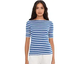 Футболка с вырезом лодочкой из стрейч-хлопка в полоску Lauren Ralph Lauren