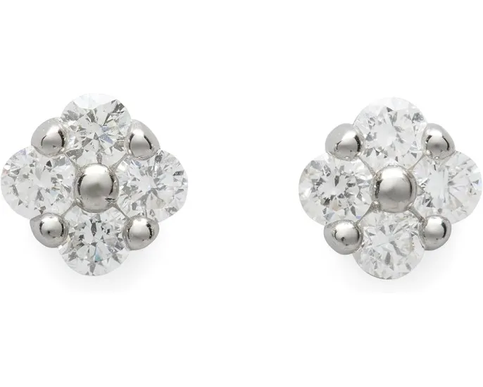 Серьги-гвоздики Fine Jewelry Flower с бриллиантами из стерлингового серебра