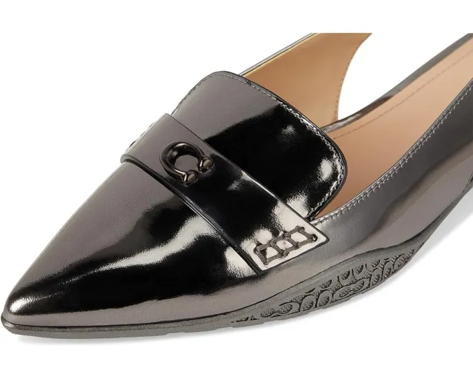 Балетки Carrie с острым носком из металлизированной кожи COACH на регулируемой пряжке