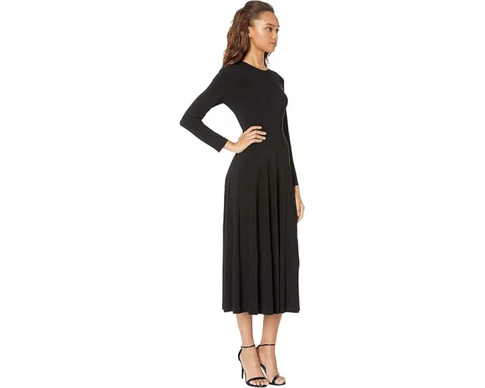 Длинное платье-трапеция с длинным рукавом от Norma Kamali