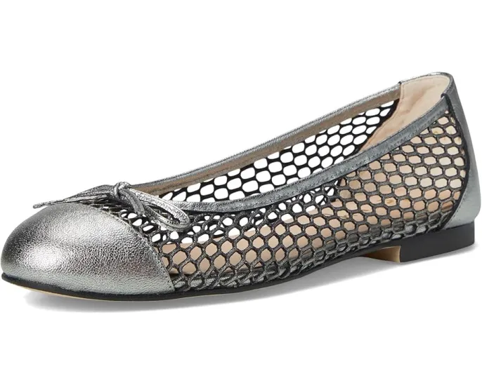 Балетки Meadow от French Sole из металлизированной кожи с плетеным узором