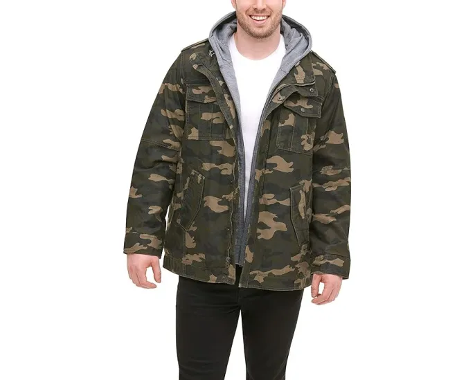 Куртка военная камуфляжная Levi's Washed Cotton Hooded с капюшоном