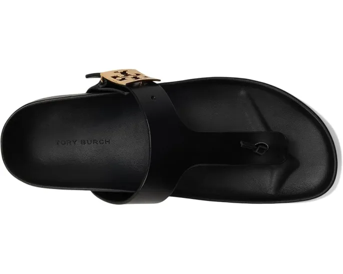 Кожаные сандалии Mellow Thong Sandal от Tory Burch с логотипом и стелькой