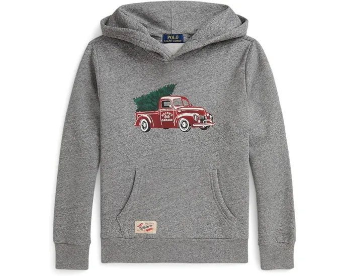 Polo Ralph Lauren Kids худи из флиса с принтом грузовика для подростков с карманом кенгуру