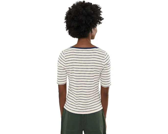 Футболка Nzt Elbow Sleeve Stripe Notch с вырезом NIC+ZOE