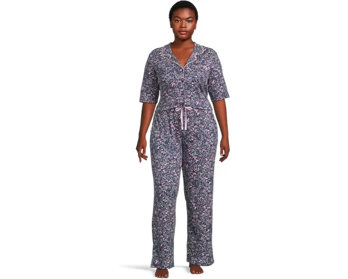 Пижамный комплект Karen Neuburger с коротким рукавом и отложным воротником