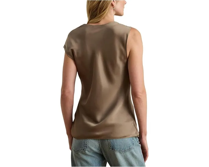 Асимметричная блуза из шармеза Lauren Ralph Lauren с запахом и каплевидным вырезом