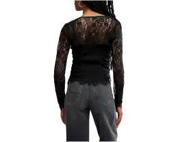 Free People Топ Paloma с кружевом и длинными рукавами на бретелях