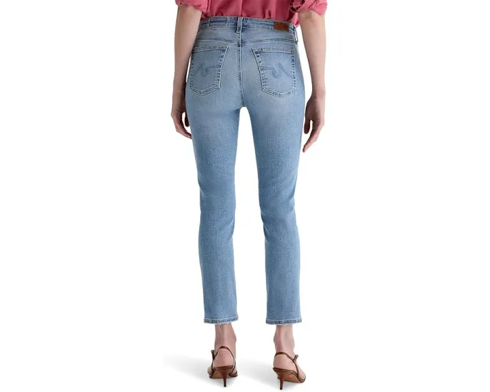 Джинсы AG Jeans Mari с завышенной талией и прямым укороченным кроем в цвете Marina Blue