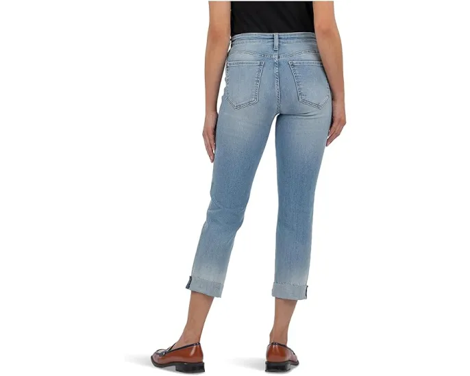 Джинсы KUT from the Kloth Amy Crop с прямыми штанинами и подвернутым подолом