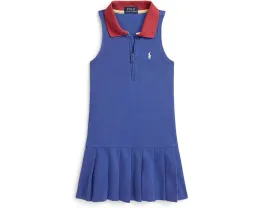 Polo Ralph Lauren Kids Платье-поло с молнией и складками из сетки для малышей и детей
