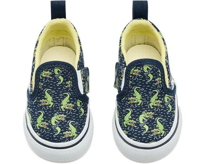 Слипоны Vans Kids Slip On V из холста с боковой липучкой и мягким воротником