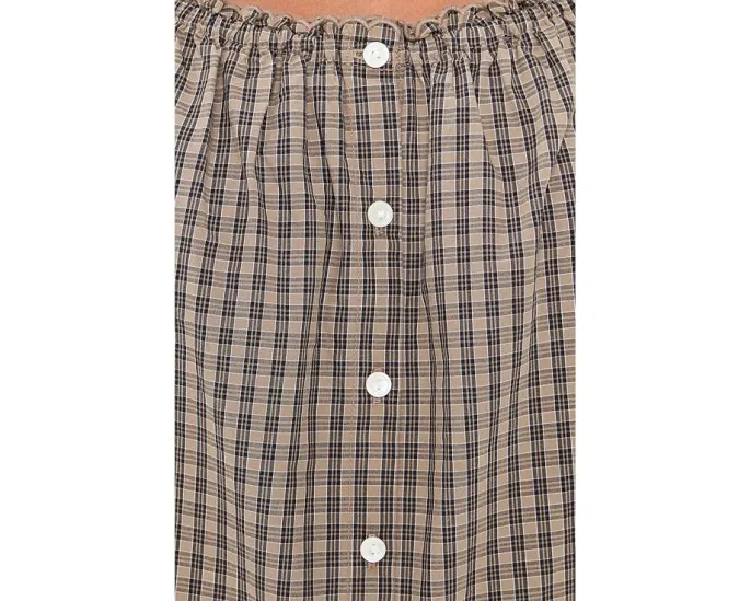 Madewell The Chateau Top блуза в клетку с короткими рукавами