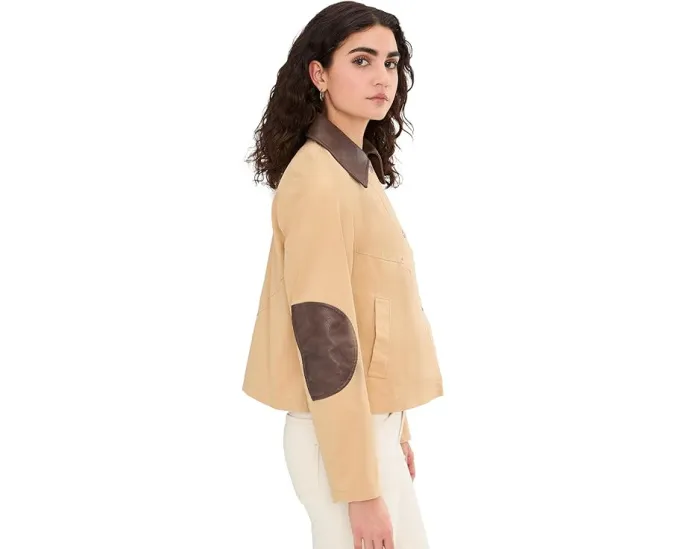 Короткое пальто-накидка Avec Les Filles с кожаными деталями