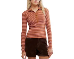 Хенли Free People Lake в полоску с широким воротником и планкой на пуговицах