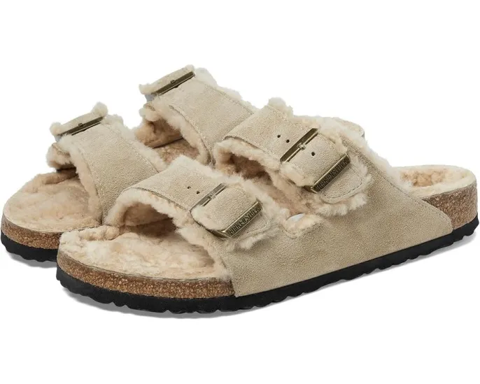Унисекс сандалии Birkenstock Arizona из замши с подкладкой из овчины