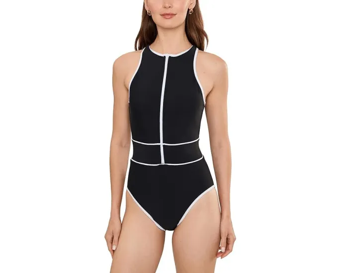 Спортивный купальник BECCA Shannon с высоким воротом и молнией спереди
