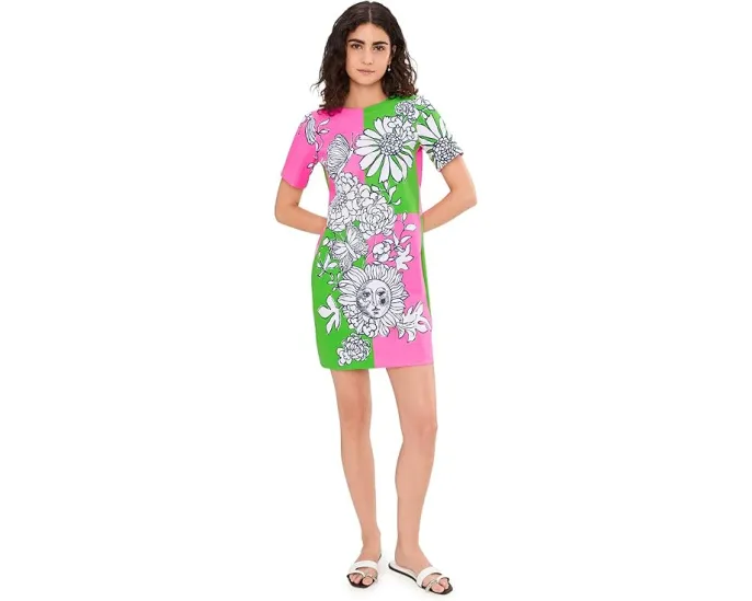Платье Lilly Pulitzer Siera с круглым вырезом и коротким рукавом на молнии