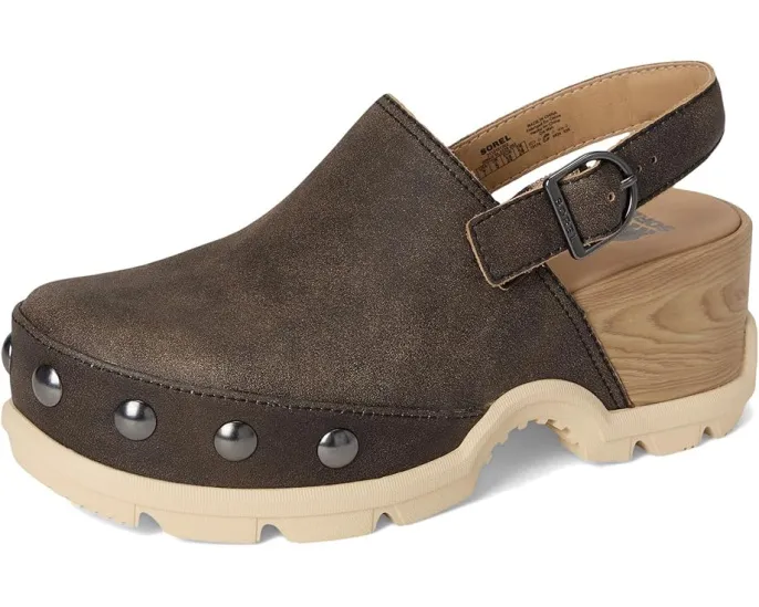 Клоги SOREL Roam'n Clog Rvt из натуральной кожи с платформой и заклепками