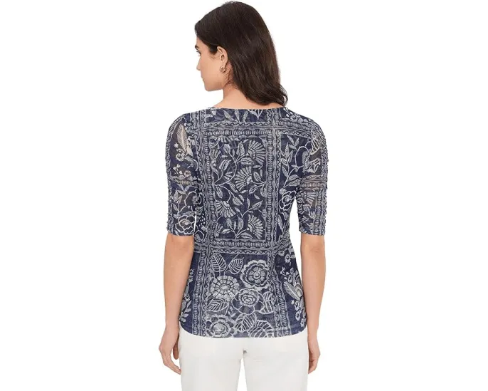 Johnny Was топ с рукавами-фонариками из сетки