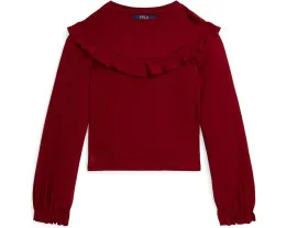 Топ Polo Ralph Lauren Kids с рюшами из хлопка и модала для детей старшего возраста