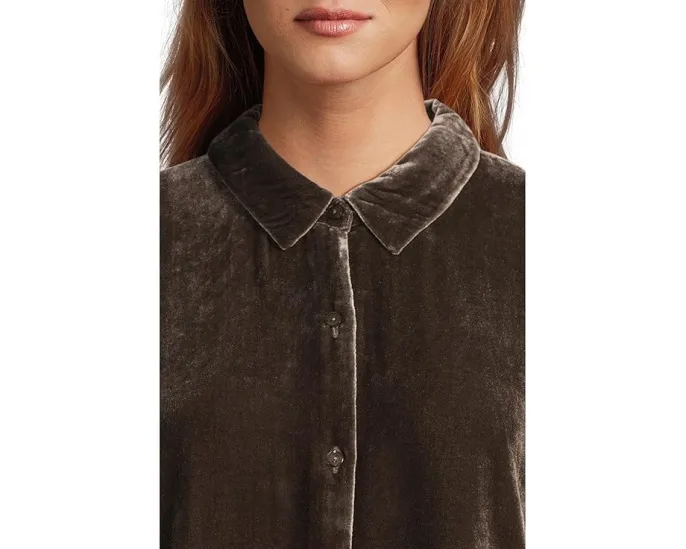 Длинная рубашка Eileen Fisher с классическим воротником из бархата