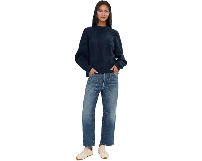 Уютный свитер Madewell Stevie с воротником-гольф из меланжевой хлопковой пряжи