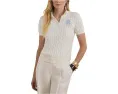 Cable-Knit Cotton Polo Sweater