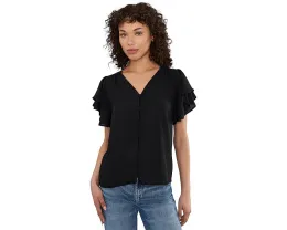 Топ CeCe с двойным рукавом флаттер и сборкой на плечах