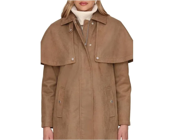 Тренч-пелерина из искусственной замши Faux Suede Cape Trench Coat от Avec Les Filles