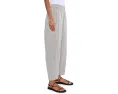 Striped Organic Linen Sheen Ankle Lantern Pants