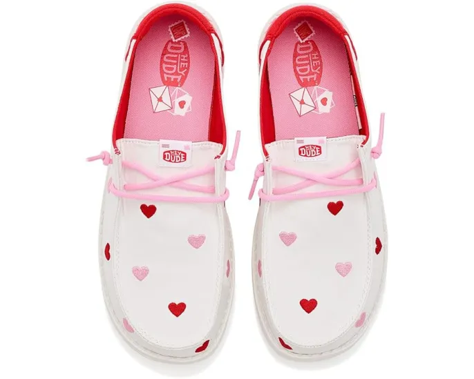 Hey Dude Kids Wendy Embroidered Hearts ботинки с вышитыми сердцами