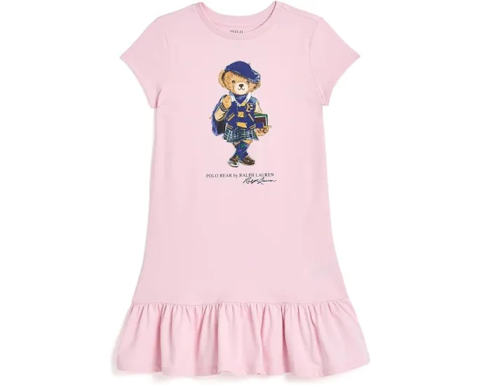 Детское хлопковое джерси платье Polo Bear от Polo Ralph Lauren