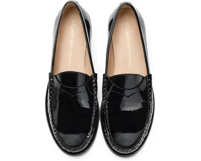 Stuart Weitzman лоферы Lottie из премиальной кожи с круглым носком