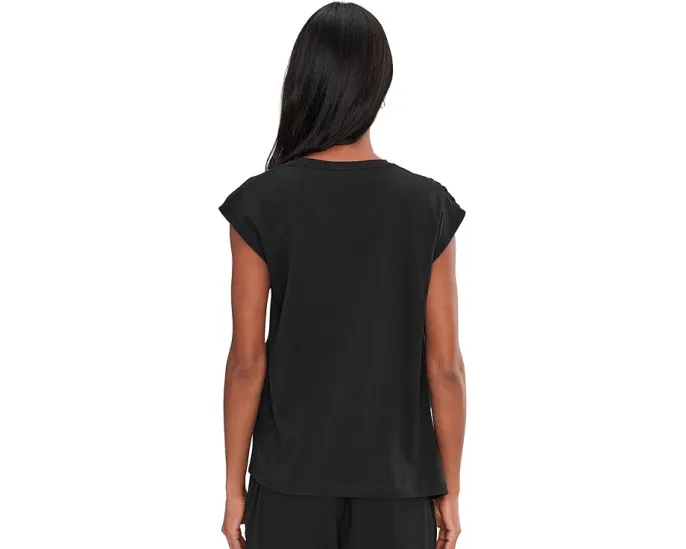 Топ Vince Relaxed Short Sleeve Drape Top с драпировкой на плече