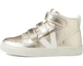 Кроссовки VEJA Small V-10 Mid Chromefree для детей с золотистым верхом и застежкой на липучке