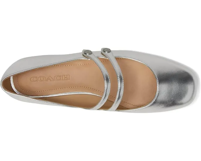 Туфли COACH Winley Metallic Leather Mary Jane с квадратным носком и двойной застежкой