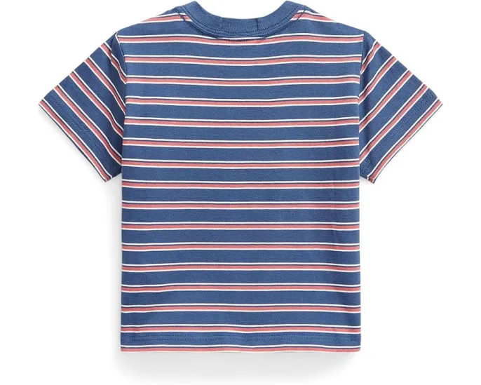 Полосатая футболка из хлопкового трикотажа для младенцев Polo Ralph Lauren