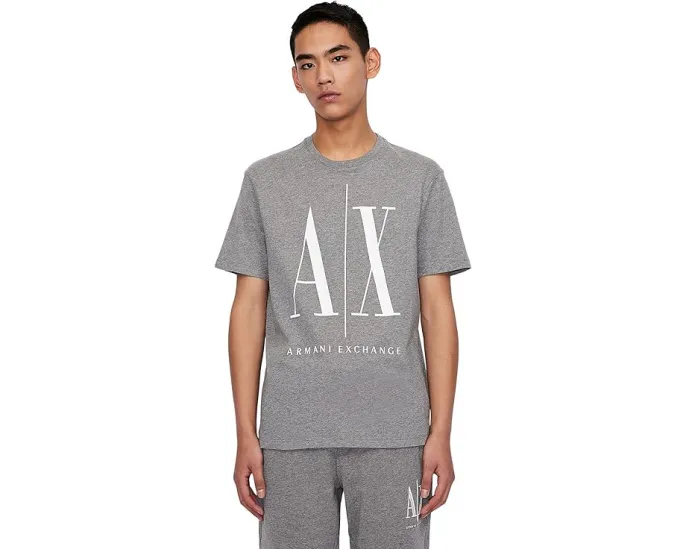 Футболка Armani Exchange Icon Logo Printed Tee с контрастным принтом и круглым вырезом