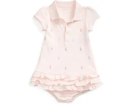 Polo Ralph Lauren Kids Платье для девочки с рюшами и комплектом блумеров