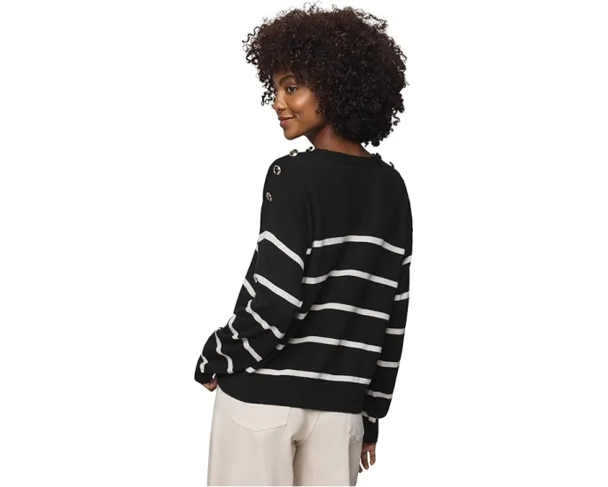 Splendid Свитер Stephanie Stripe в морском стиле с полосками и пуговицами на плечах