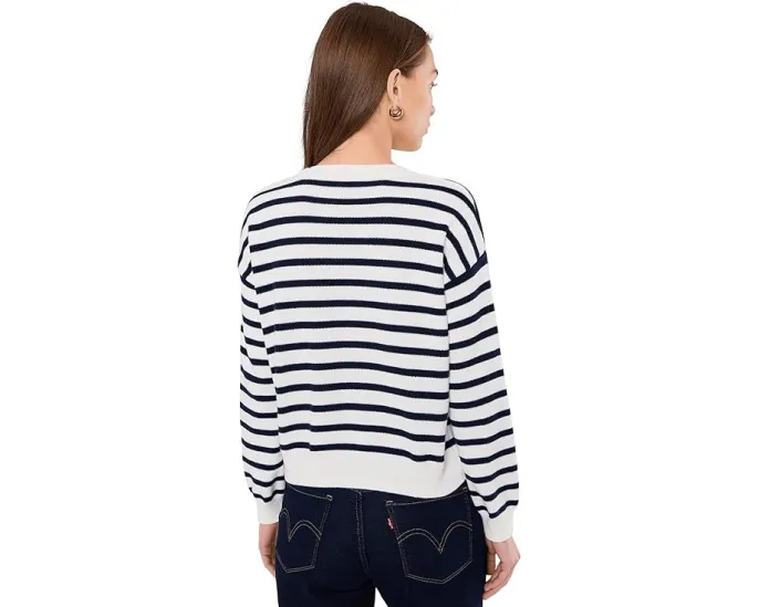 Пуловер Vince Camuto с длинным рукавом в полоску и застежкой на плече